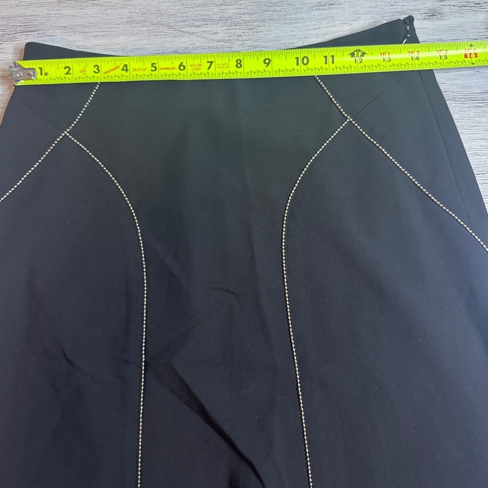 The Limited Stretch Black A-Line Skirt Silver Ball Chain Trim Size 0 Knee Length View 5